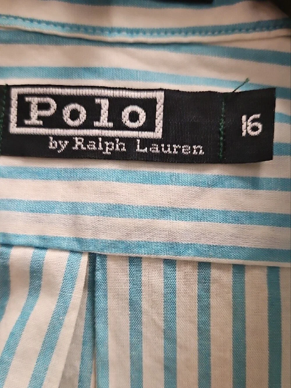 Ralph Lauren Light Blue and White Striped Button-Down Dress Shirt